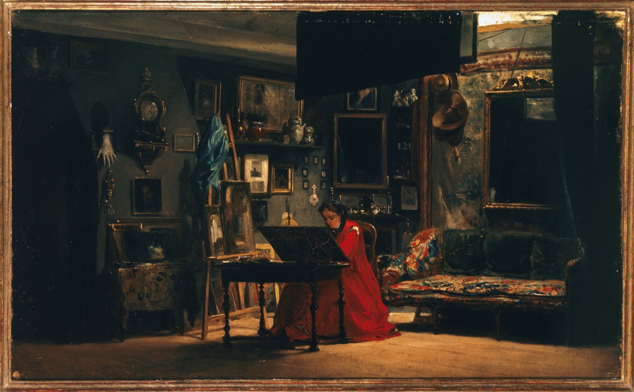 A princesa Mathilde (1820-1904) no seu estúdio, rue de Courcelles, cerca de 1860 (óleo sobre tela) de Charles Giraud