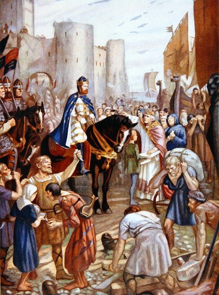 William Rufus (1056-1100) na Torre de Londres, ilustração de "Hutchinson