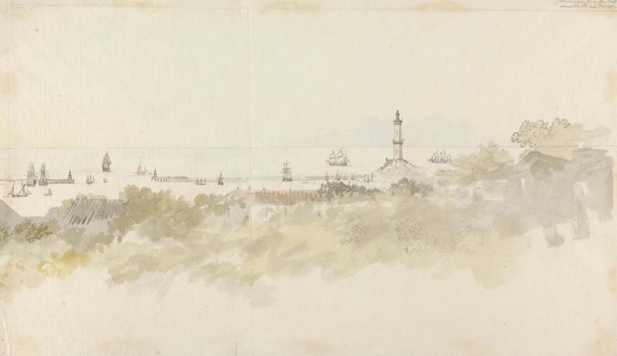 Génova - Uma paisagem marítima com transporte marítimo de Charles Gore