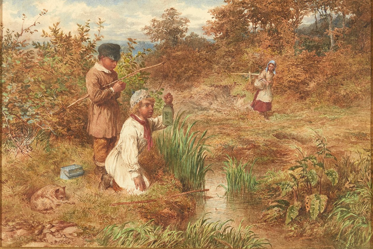 Pescadores Stickleback (aquarela) de Charles Green