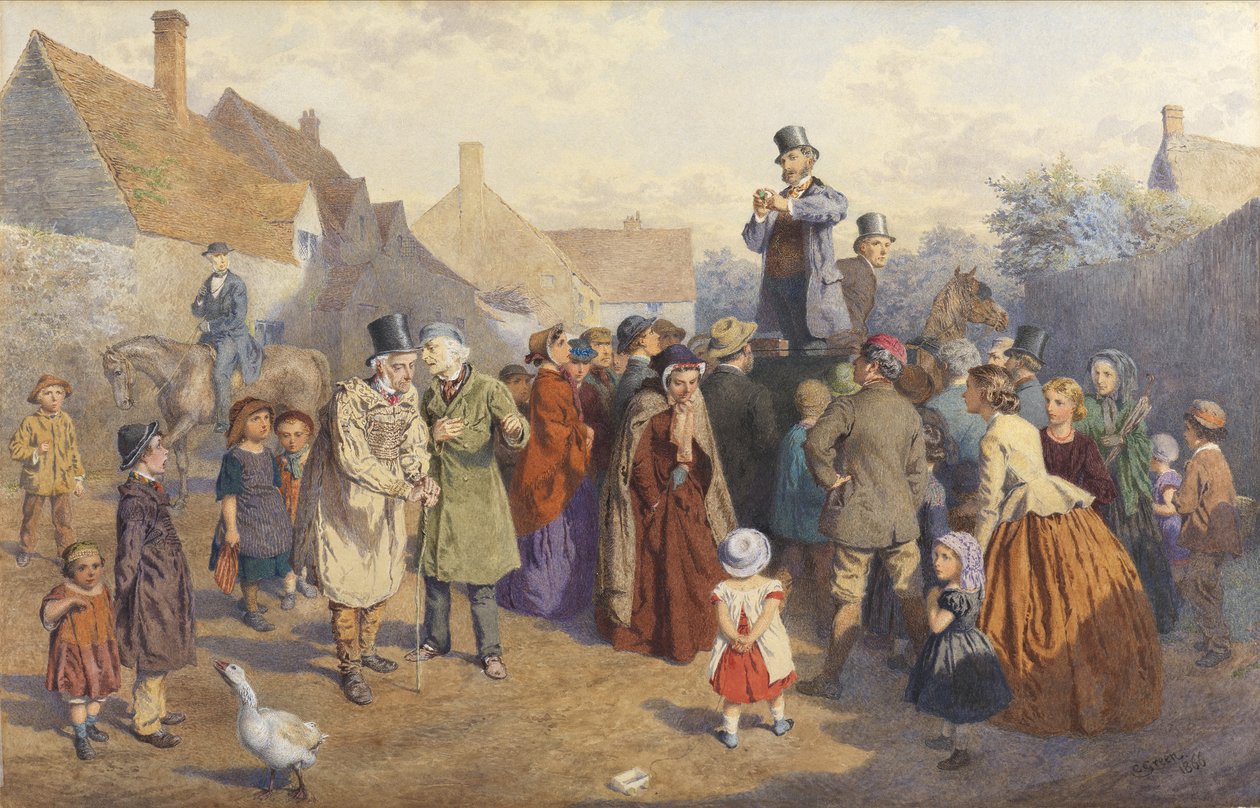 The Quack Doctor, 1866 (wc e bodycolour no papel) de Charles Green