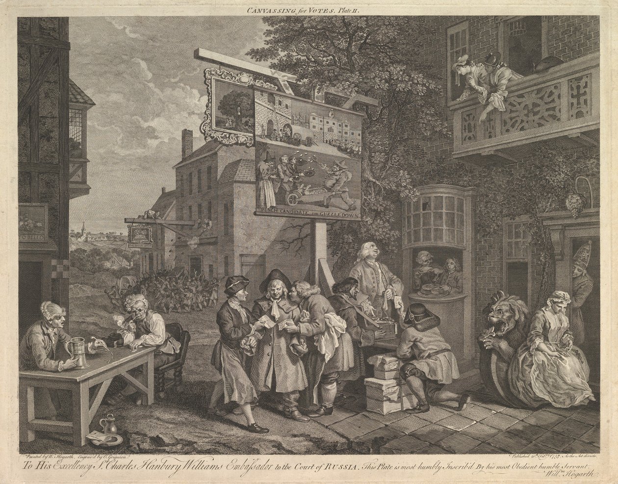 Captura de votos, ilustração II: Quatro impressões de uma eleição, 20 de fevereiro de 1757. de Charles Grignion