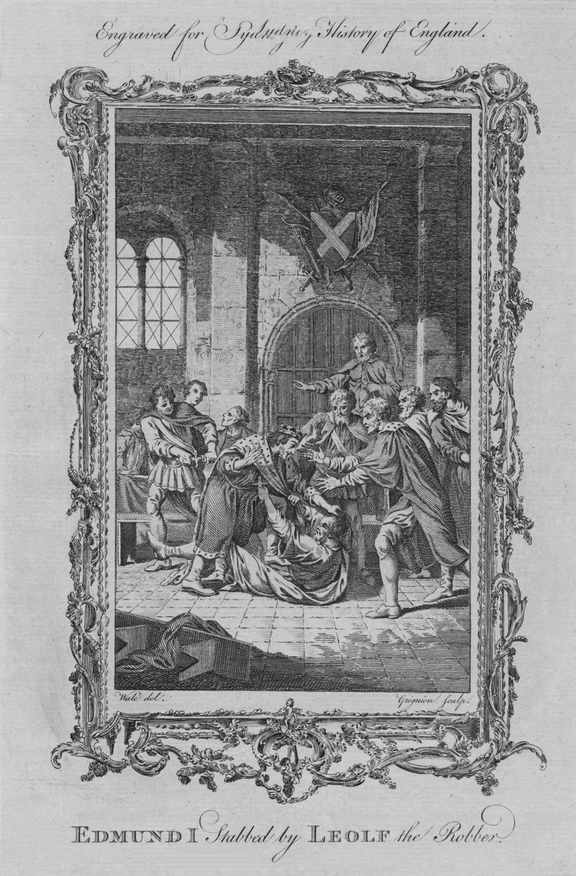 Edmund, esfaqueado por Leolf, o ladrão, 1773. de Charles Grignion