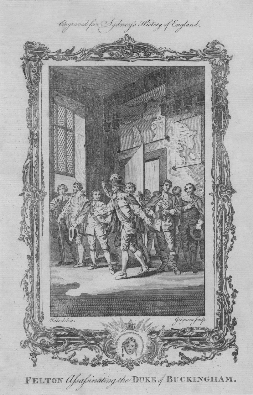 Felton assassinando o duque de Buckingham, 1773. de Charles Grignion