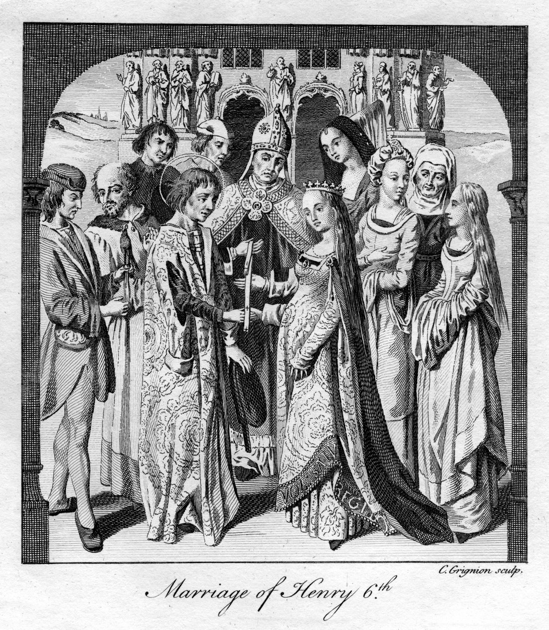 Casamento de Henrique VI, 1445, século XVIII. de Charles Grignion