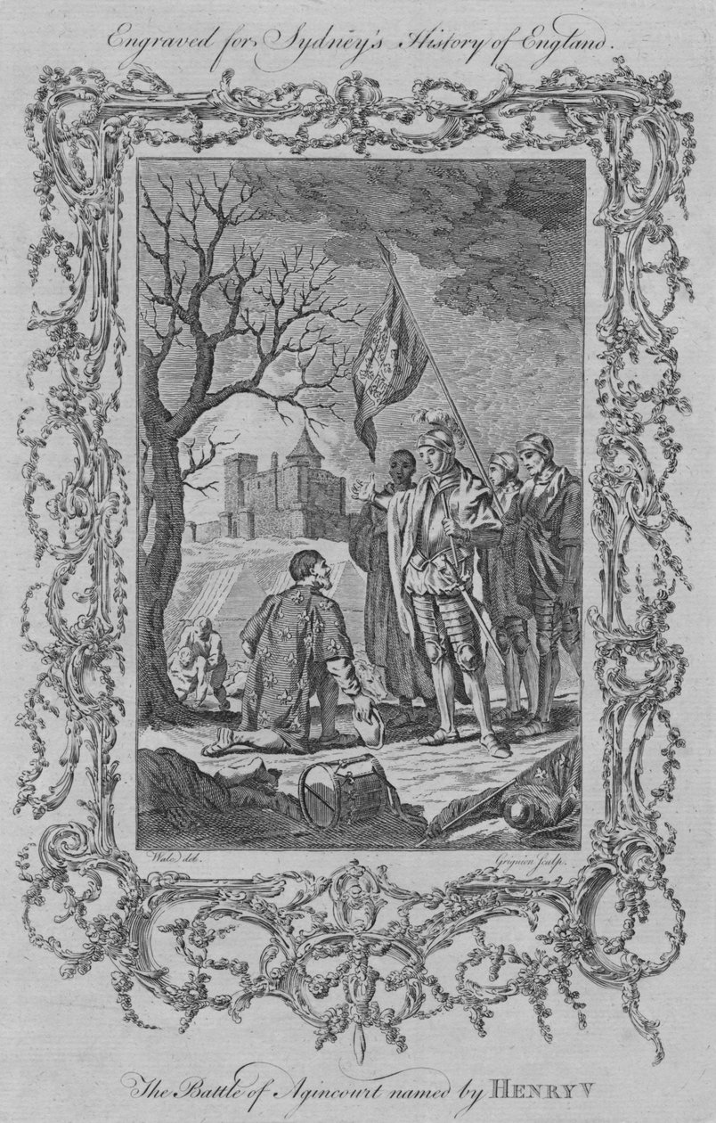 A Batalha de Agincourt, nomeada por Henrique V, 1773. de Charles Grignion