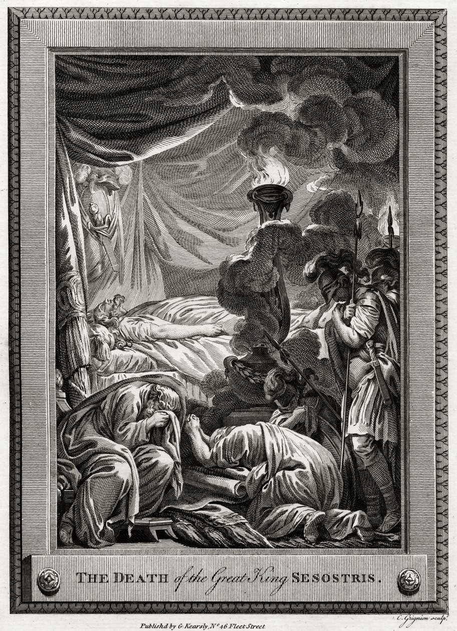 A morte do grande rei Sesostris, Egito antigo, 1775 de Charles Grignion