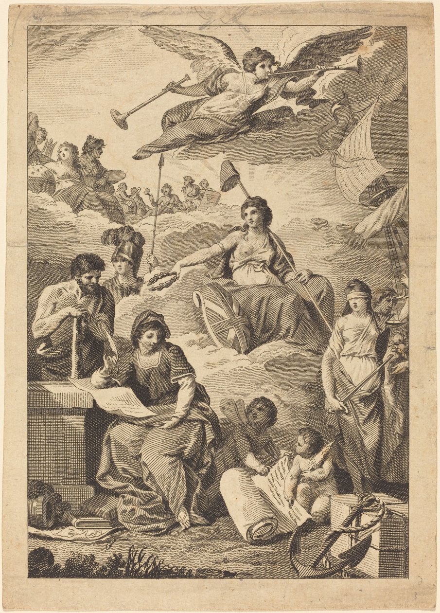 História da coroação da Britânia de Charles Grignion, after Conrad Martin Metz