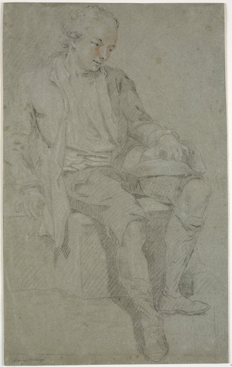 Estudo de um jovem sentado de Charles Grignion d.Æ.