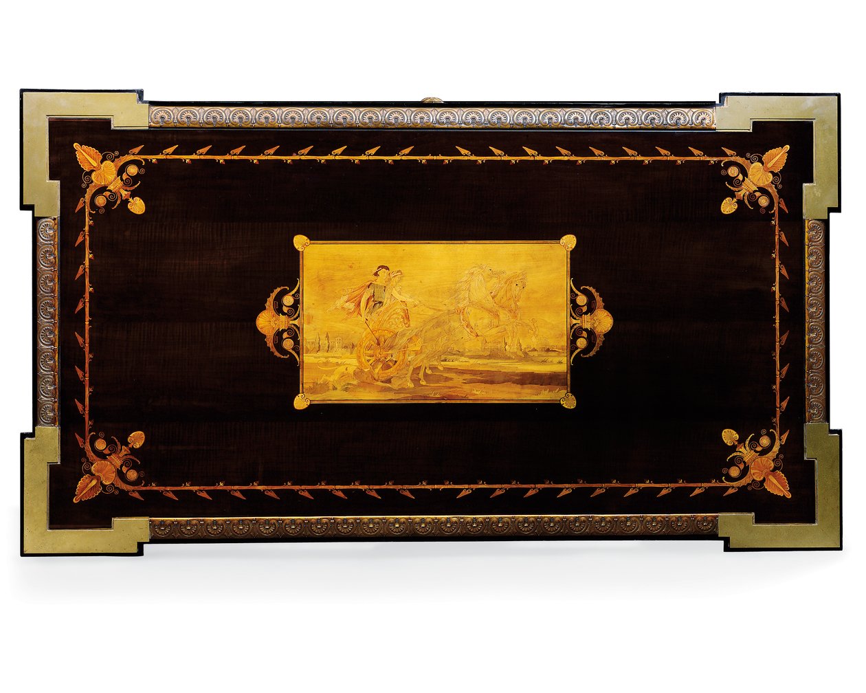 Mesa Napoleão III, projetada por Jean Brandely, marchetaria de E. Varlot, Paris, c.1850-75 (ormolu, cobre dourado, ébano e sicômoro) de Charles Guillaume Diehl