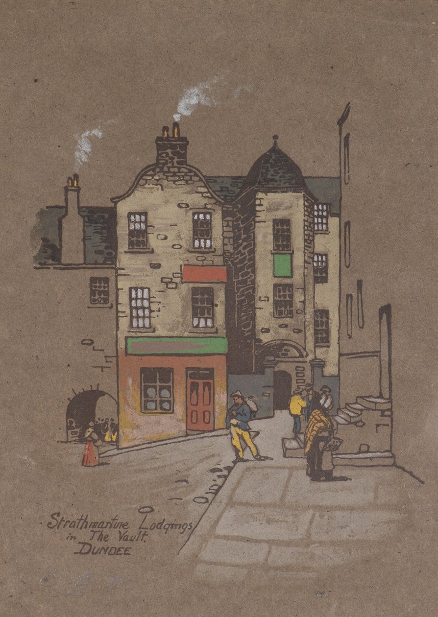 Strathmartine Lodgings, in the Vault, Dundee (impressão colorida à mão) de Charles Gustav Louis Phillips