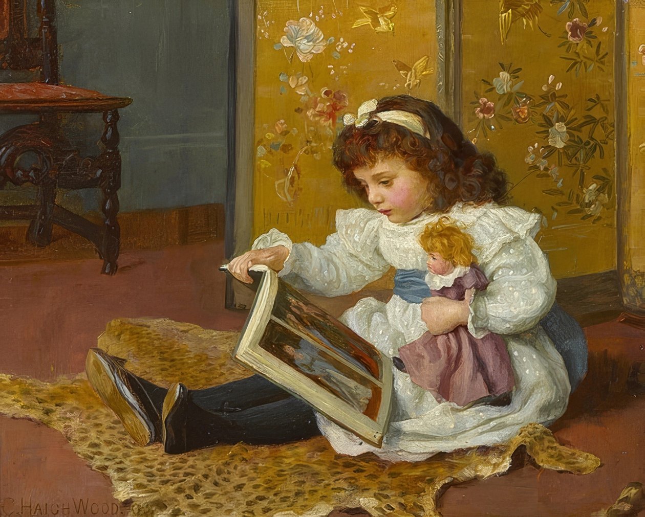 Lição de conto de fadas. 1893 de Charles Haigh Wood