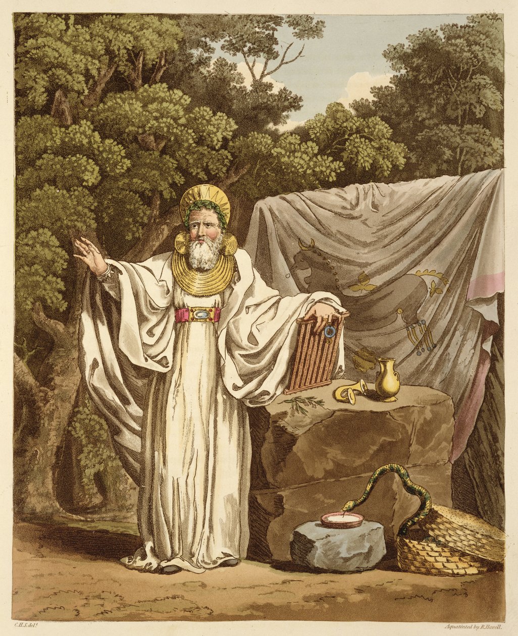 Um druida do arco em seu hábito judicial, gravado por Robert Havell (1769-1832) 1815 (aquatint) de Charles Hamilton Smith