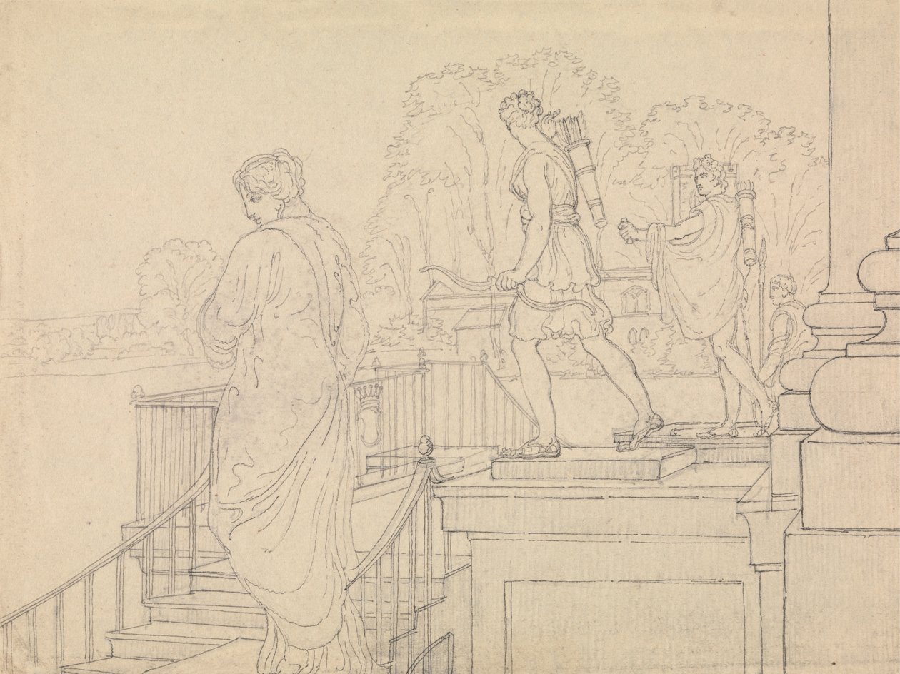 Varanda com estatuária, Easton Neston, Northants de Charles Hamilton Smith