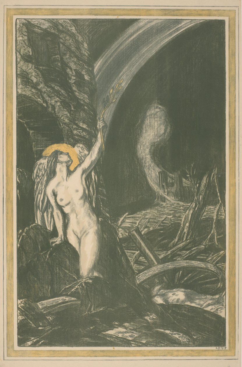 Alegoria do renascimento da arte após a Primeira Guerra Mundial O Renascimento das Artes (título original) Grande Guerra: Esforços e Ideais da Grã-Bretanha (título da série) A Grande Guerra: Esforços e Ideais da Grã-Bretanha (título original da série) de Charles Haslewood Shannon