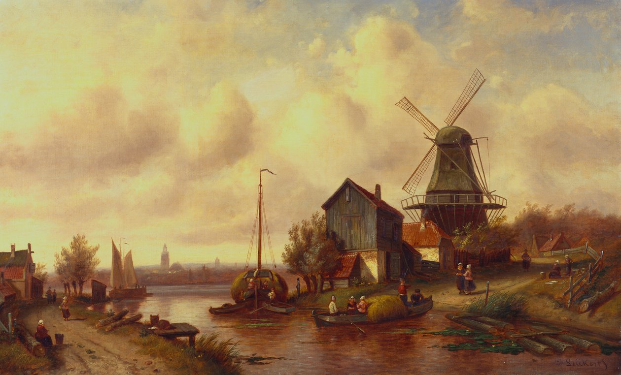 Uma vila fluvial holandesa de Charles Henri Joseph Leickert