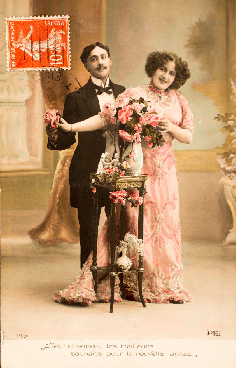 Cartão Postal Antigo/Ano Novo Feliz/ Boas Festas de Augustus Kollner