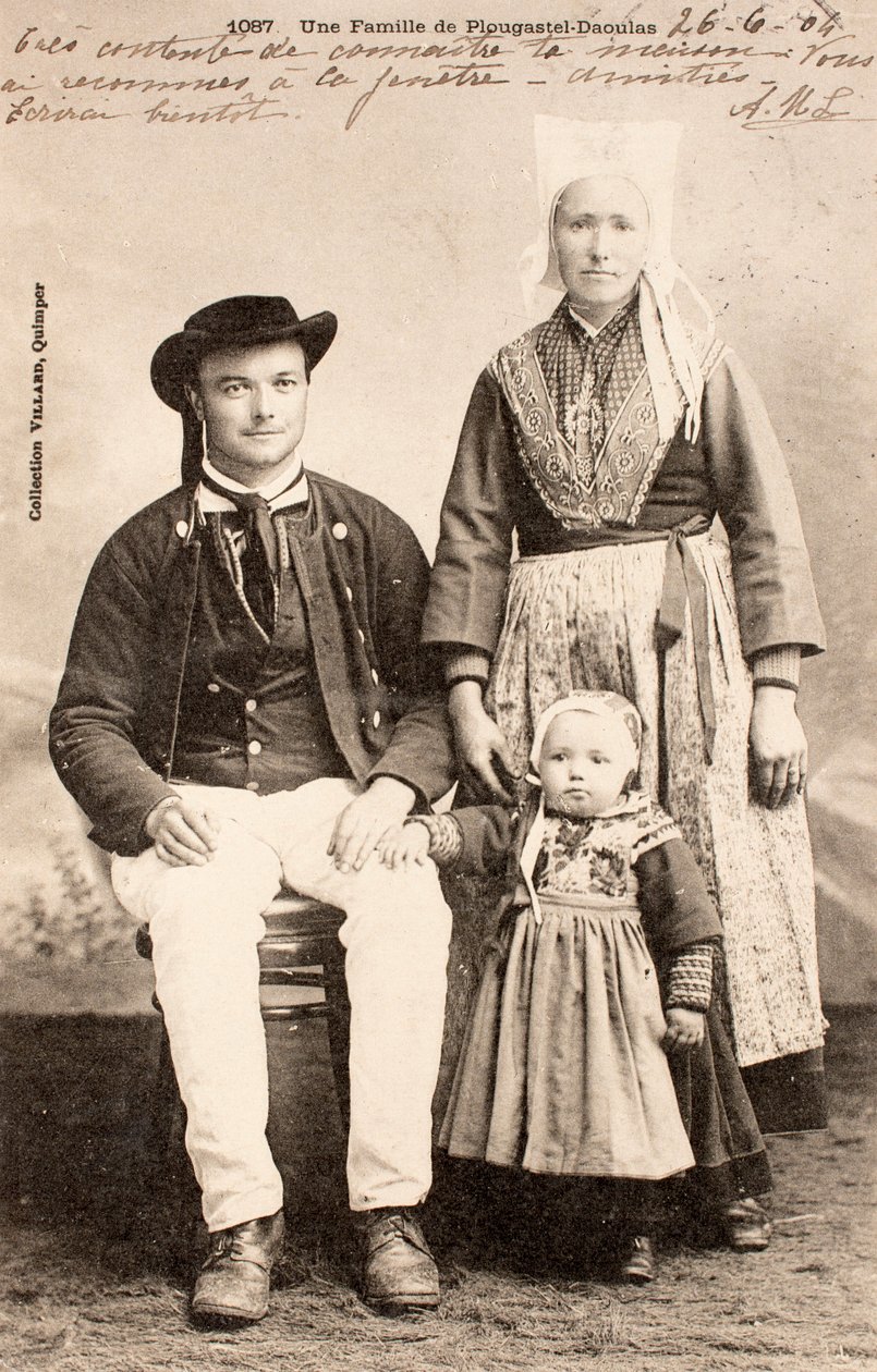 Cartão postal antigo/Plougastel Família Daoulas/Brittany/França de Augustus Kollner