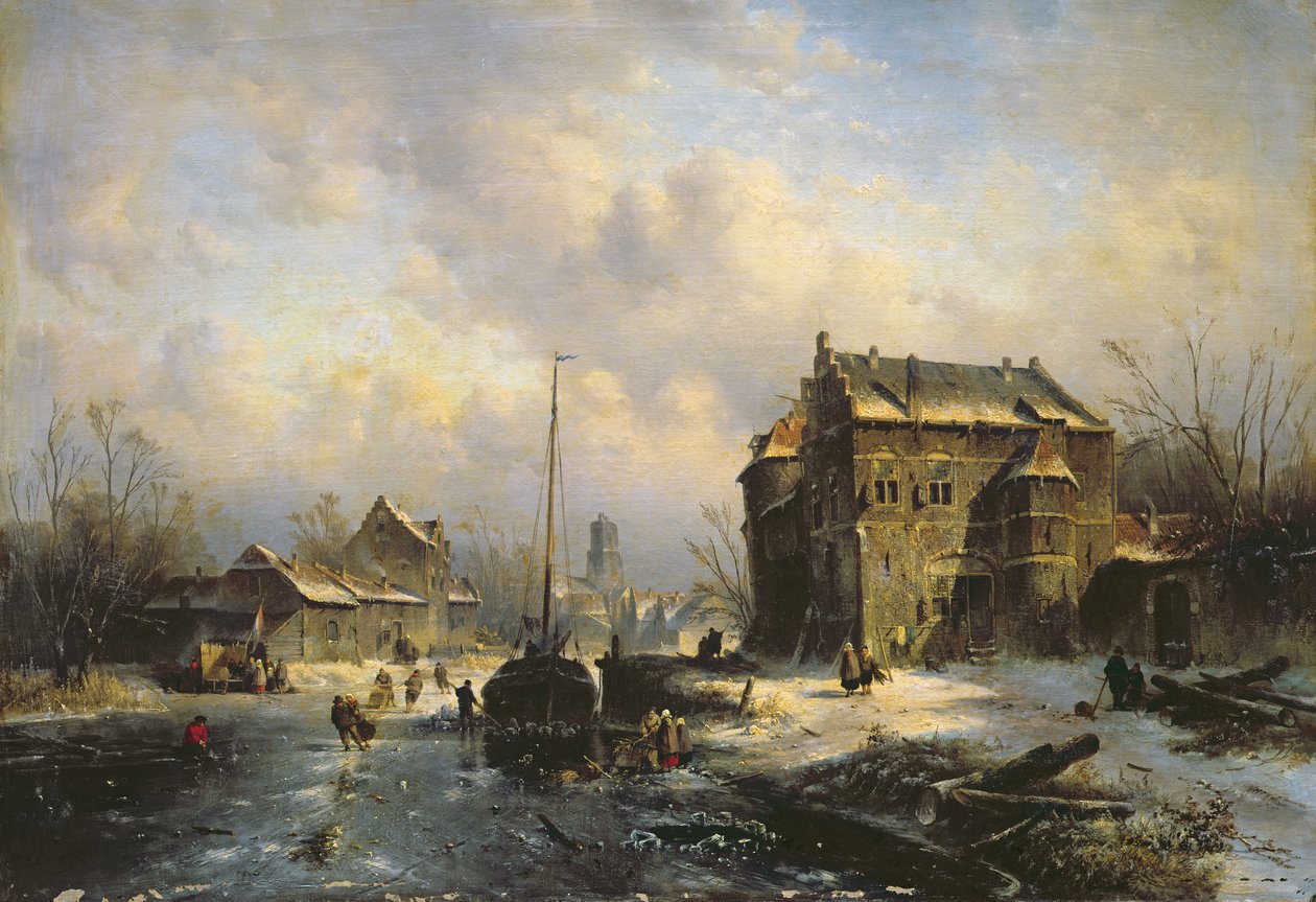 Cena de inverno, 1851 de Charles Henri Joseph Leickert