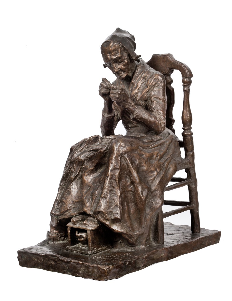 Velha Remendo sua roupa de cama (bronze) de Charles Henri Marie van Wijk