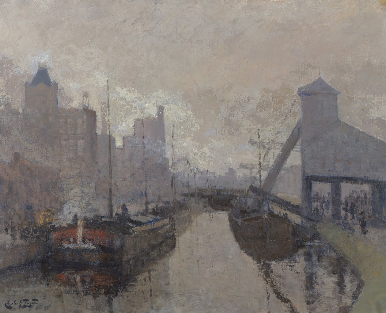 O Canal de Roubaix, c.1910 (óleo sobre tela) de Charles Henry Bizard