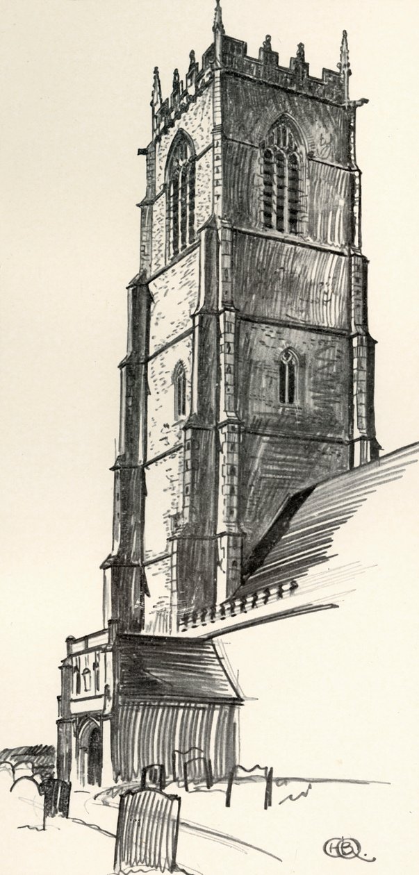 Uma torre de igreja perpendicular, Winterton, Norfolk, 1931 de Charles Henry Bourne Quennell