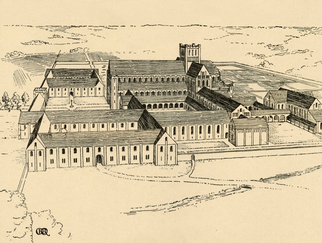 Exterior do mosteiro beneditino, 1931 de Charles Henry Bourne Quennell