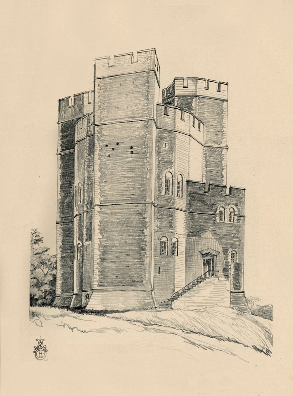 Exterior do Castelo de Orford, Suffolk, as ameias restauradas, 1931 de Charles Henry Bourne Quennell