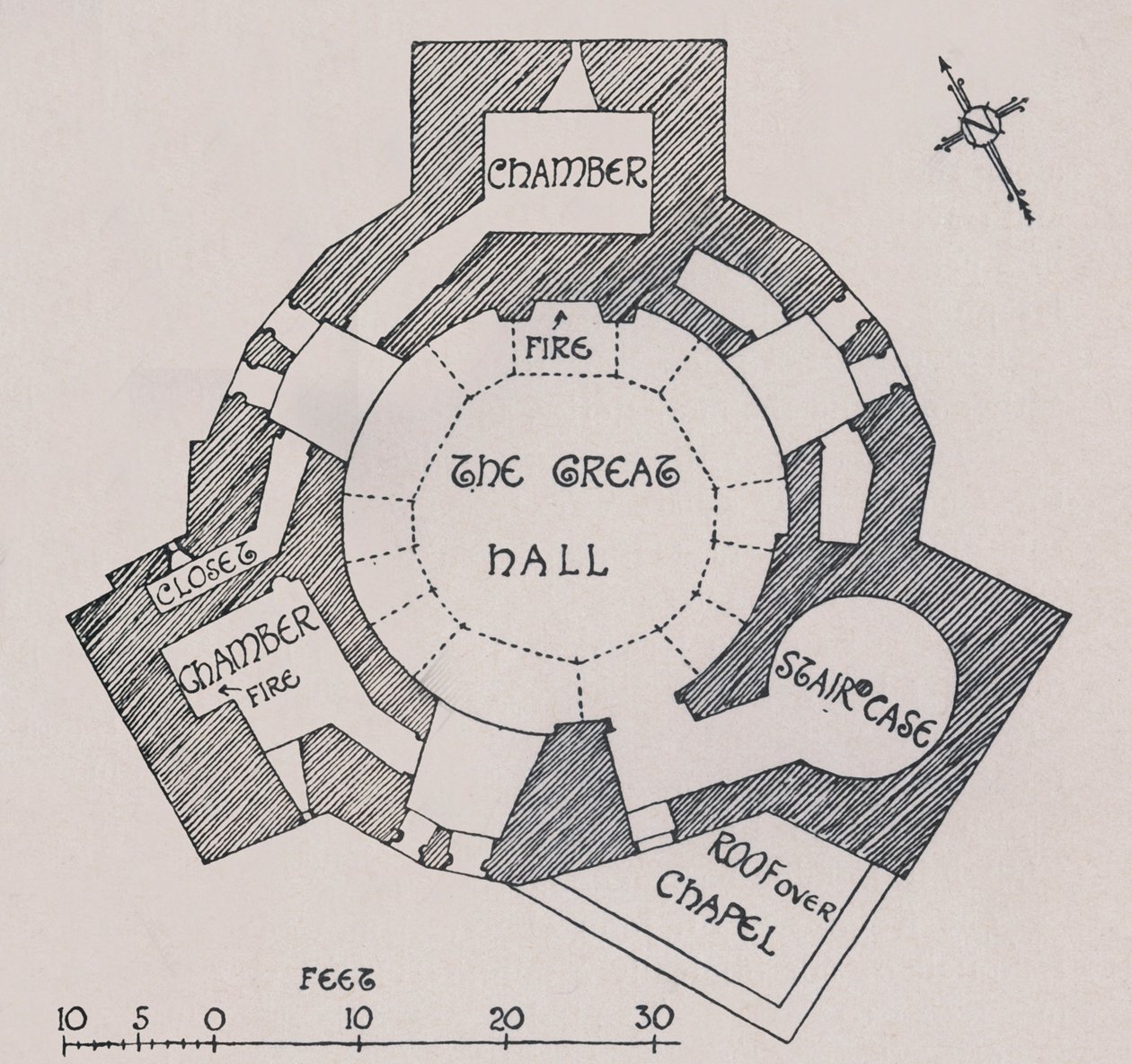 Castelo de Orford, Suffolk. Do plano do Sr. Cautleys, 1931 de Charles Henry Bourne Quennell