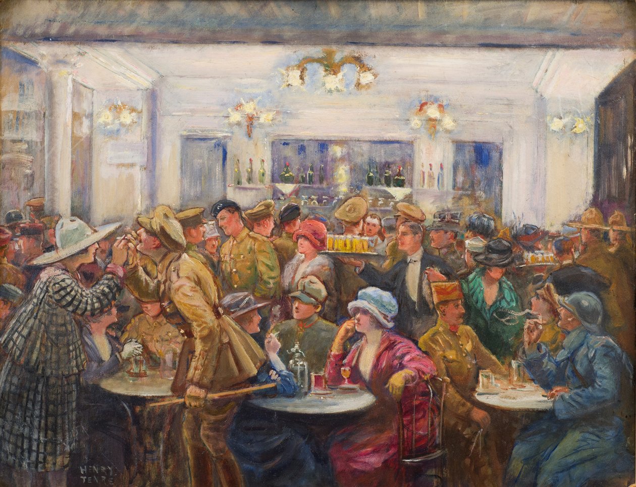 LAbreuvoir de LOlympia Pendant un Entracte, c.1918 (óleo sobre tela) de Charles Henry Tenre