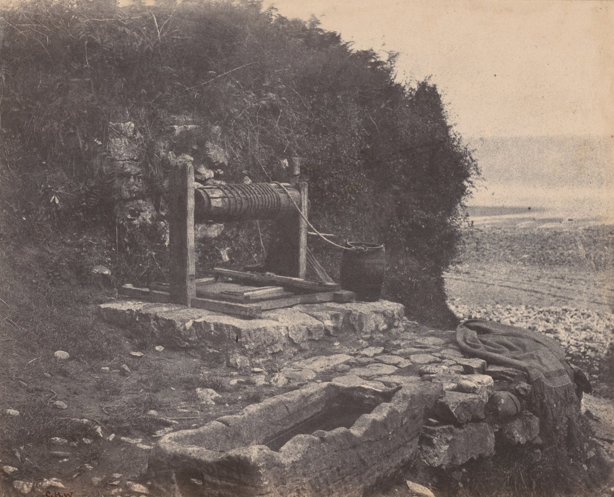 Um poço à beira-mar, Langland Bay, Swansea, País de Gales, c. 1854 (foto) de Charles Henry Waring