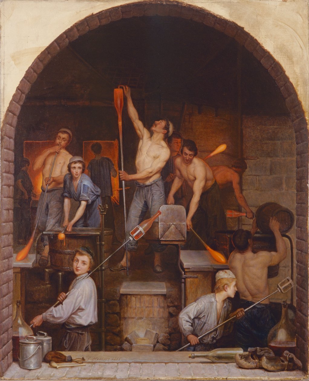 Interior de uma fornalha, 1865 de Charles Housez