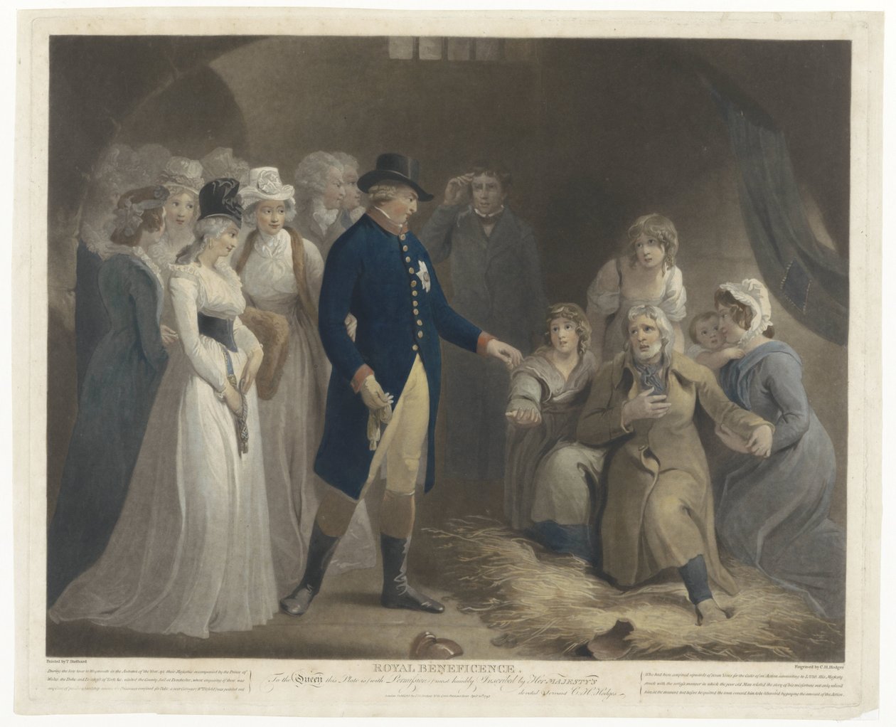 George III visita a prisão de Dorchester com a sua família
Royal Beneficence (título sobre o objecto) de Charles Howard Hodges