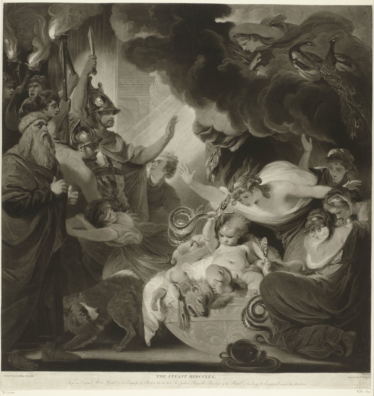 Hércules estrangula as duas serpentes em seu berço de Charles Howard Hodges
