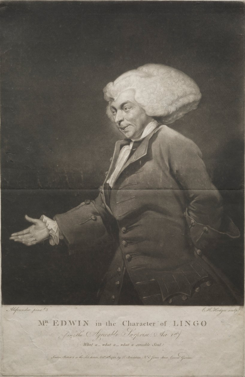 Sr. Edwin no personagem de Lingo, 1784. de Charles Howard Hodges