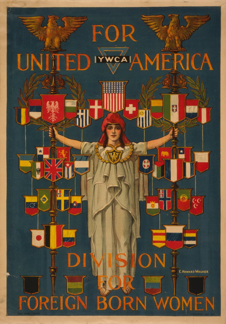 Para a América Unida, divisão YWCA para mulheres nascidas no estrangeiro de Charles Howard Walker