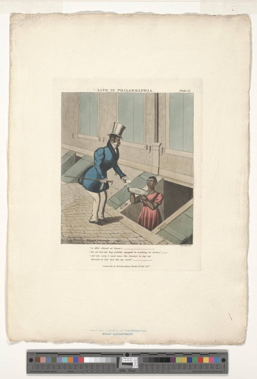 Chamando Mifs Dinah, prato número 11 de 20, adaptado de Life in Philadelphia Edward W. Clay (1799-1857) de Charles Hunt