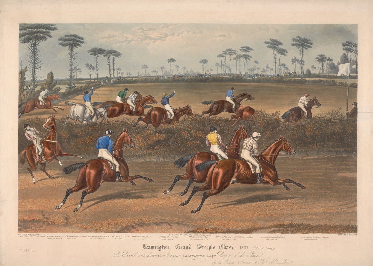 Um de um conjunto de quatro: Leamington Grand Steeple Chase ... 1837. Prato 2. Sr. Christian no Scripton ... de Charles Hunt