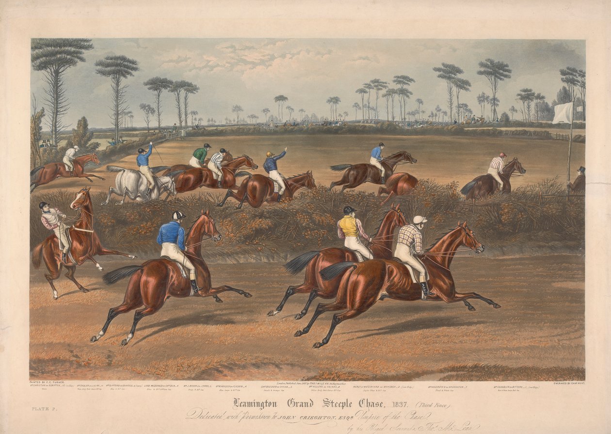 Um de um conjunto de quatro: Leamington Grand Steeple Chase ... 1837. Prato 2. Sr. Christian no Scripton ... de Charles Hunt