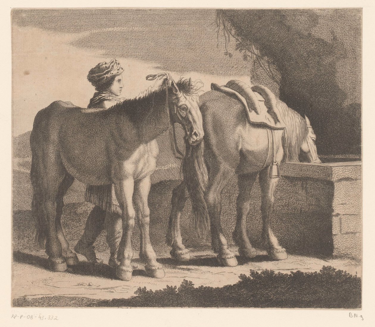 Cavalos para beber
Masete de Normandie (título sobre o objecto)
Série animal (título da série) de Charles II Errard (attributed to)