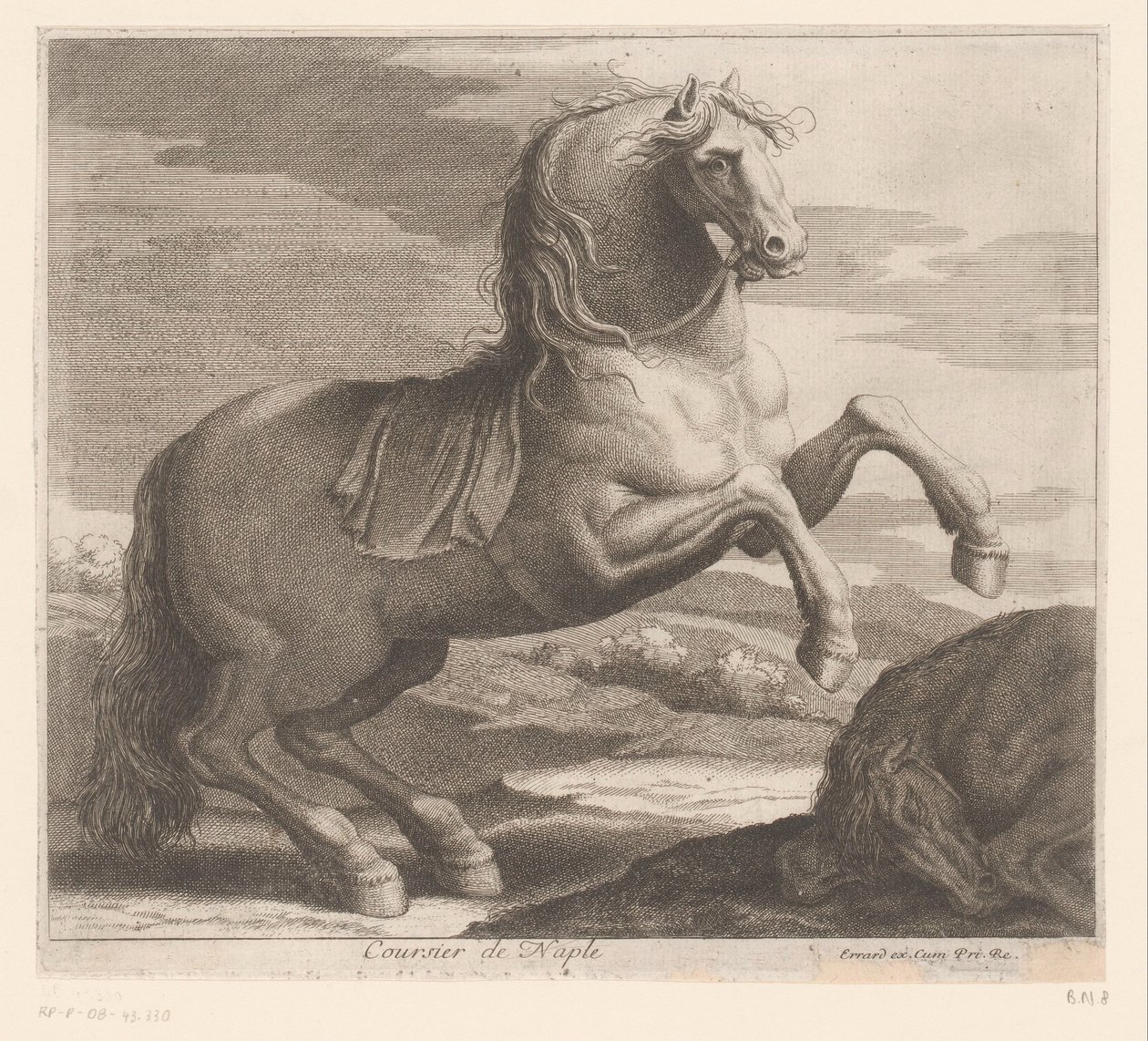 Cavalo de corrida
Coursier de Naple (título sobre o objecto)
Série animal (título da série) de Charles II Errard (attributed to)