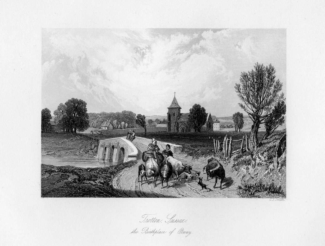Trotton, Syssex, o local de nascimento de Otway, 1840 de Charles J. Smith