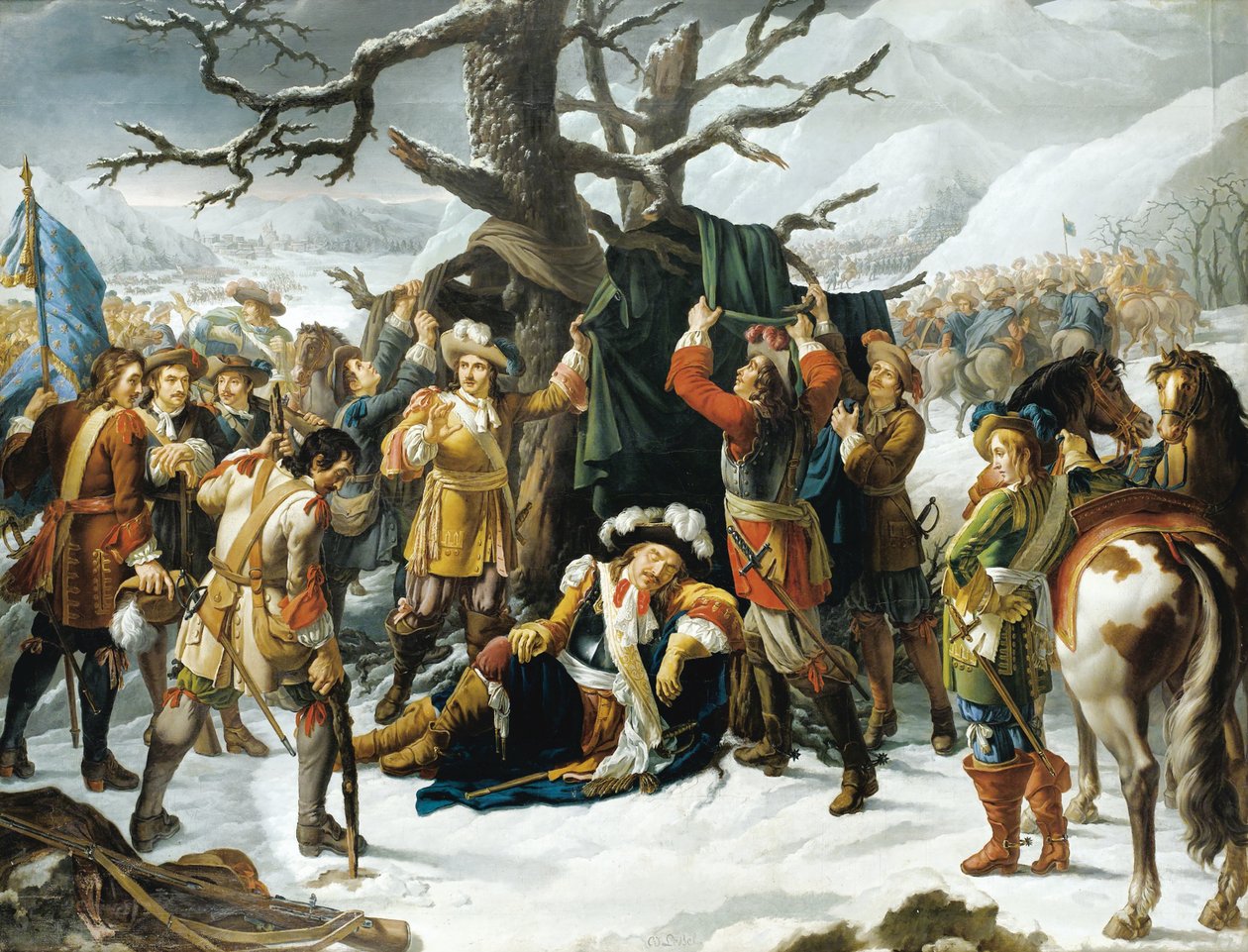 Marechal de Turenne Adormecido na véspera da batalha de Turckheim de Charles Jacques Lebel