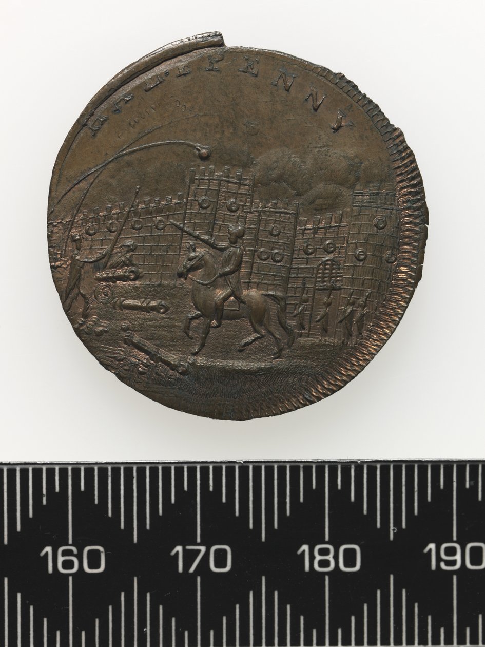 Reverso de um token representando Thomas Spence (cobre) de Charles James