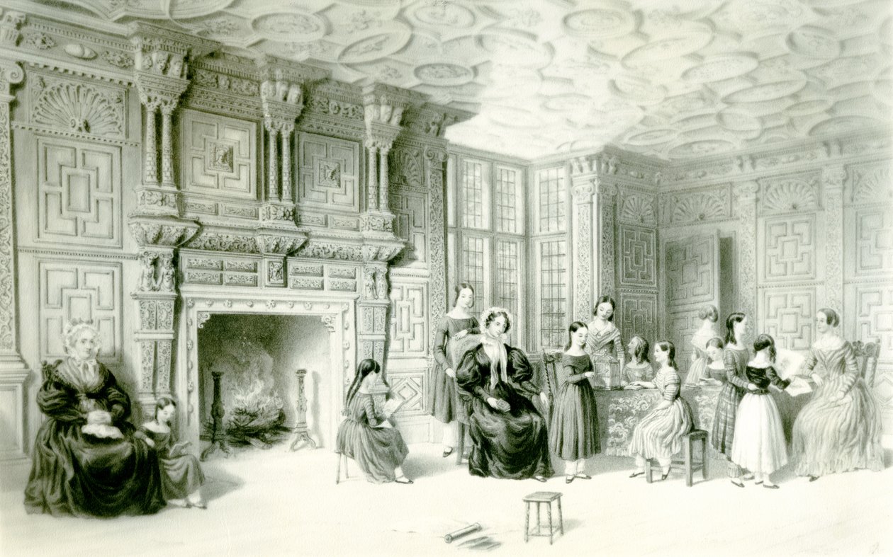 A sala de aula na Campden House, c.1840 (gravura) de Charles James Richardson