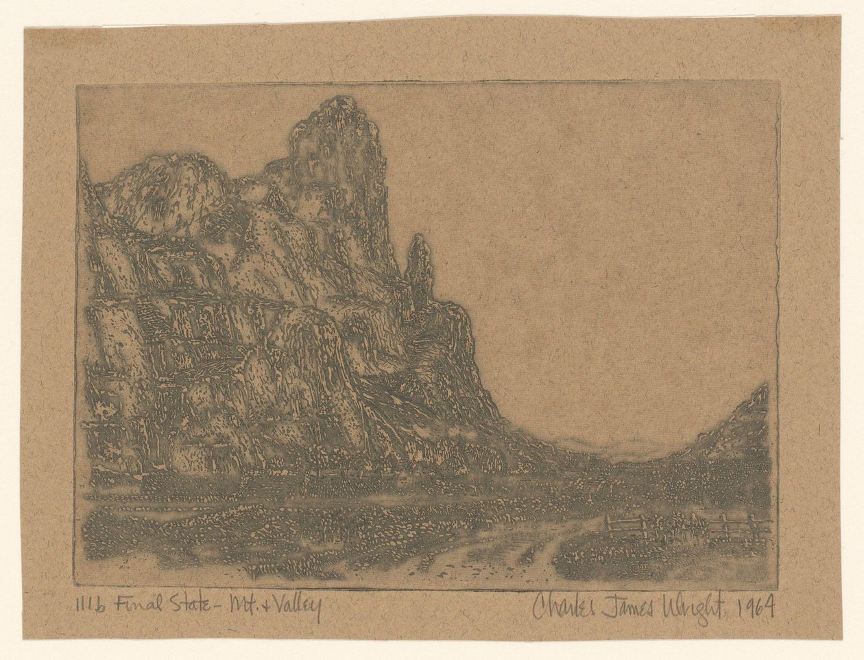 Paisagem com rocha íngreme de Charles James Wright (signed by artist)