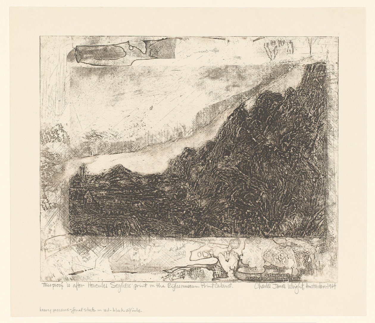Paisagem rochosa com estradas e um rio de Charles James Wright (signed by artist)
