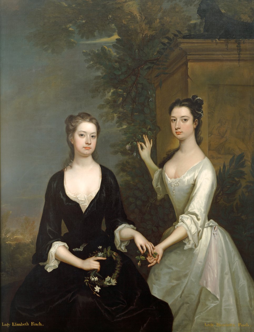 Lady Henrietta e Lady Elizabeth Finch, c.1732 (óleo sobre tela) de Charles Jervas