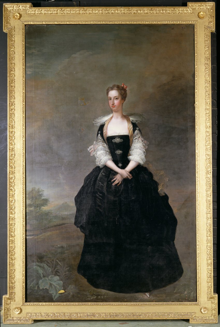 Retrato de senhora, membro da família Dundas, em vestido de veludo preto com mangas rendadas de Charles Jervas