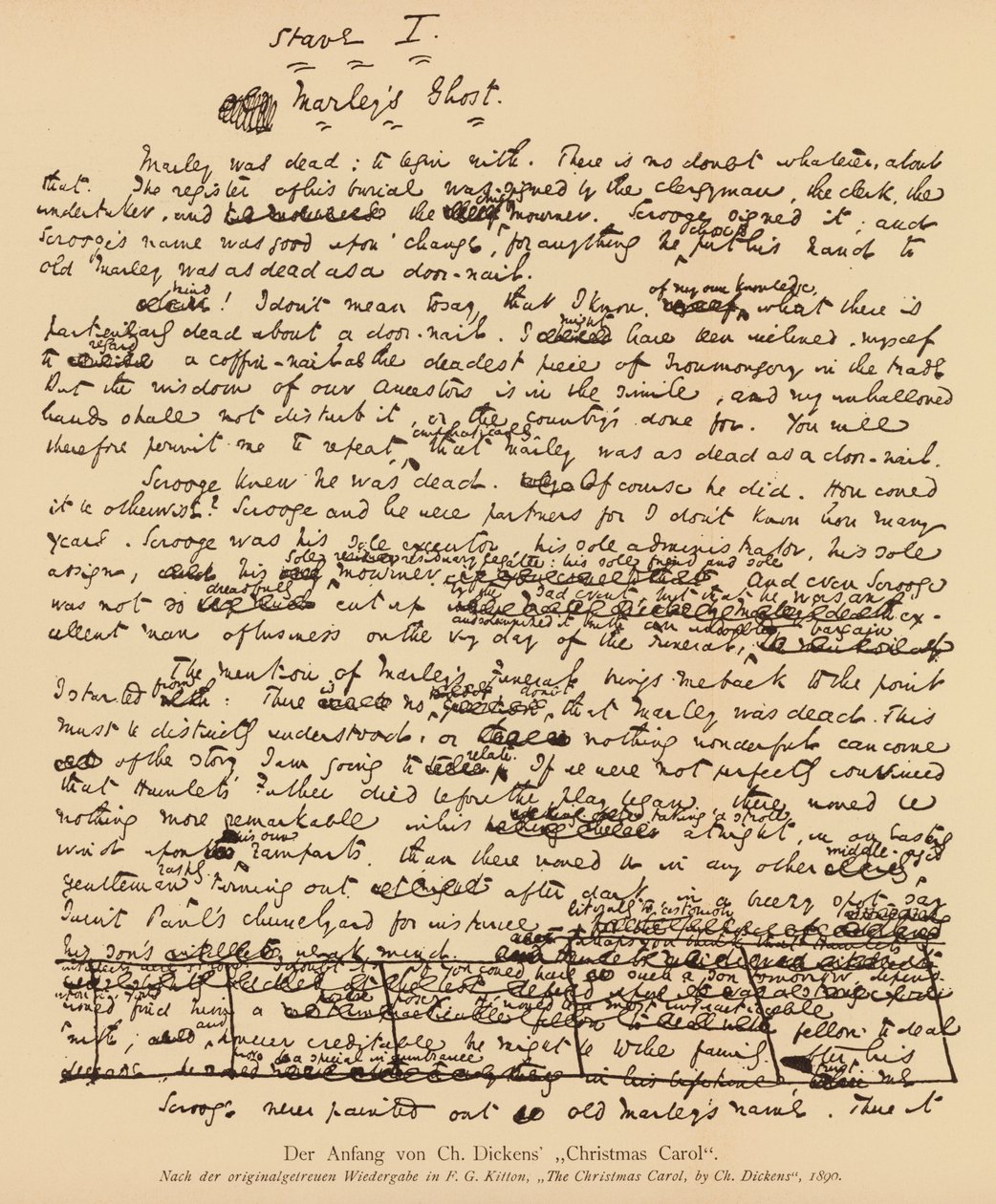 Manuscrito de Um Conto de Natal de Charles Dickens (litografia) de Charles John Huffam Dickens